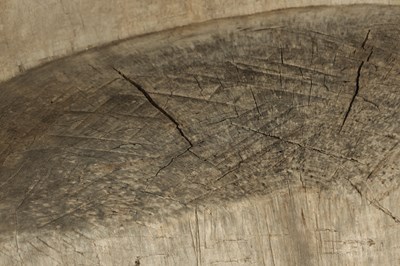 Lot 1372 - A 19TH CENTURY DUGOUT BLEACHED WOODEN CHAIR