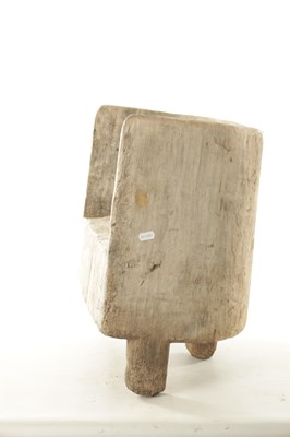 Lot 1372 - A 19TH CENTURY DUGOUT BLEACHED WOODEN CHAIR