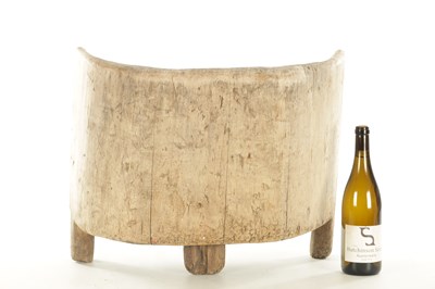 Lot 1372 - A 19TH CENTURY DUGOUT BLEACHED WOODEN CHAIR