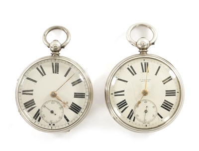 Lot 338 - TWO 19TH CENTURY SILVER OPEN FACED POCKET WATCHES BY SETTLE MAKERS