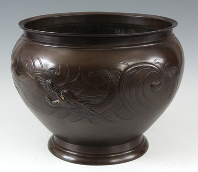 Lot 132 - A MEIJI PERIOD JAPANESE PATINATED BRONZE...
