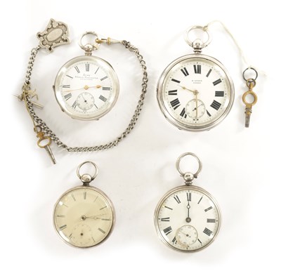 Lot 300 - A COLLECTION OF FOUR SILVER OPEN FACED POCKET WATCHES