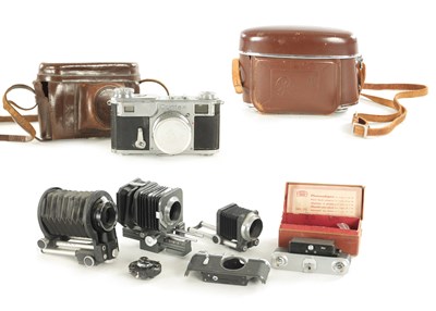 Lot 603 - A ZEISS IKON CONTAX II CAMERA WITH ACCESSORIES AND SPARES