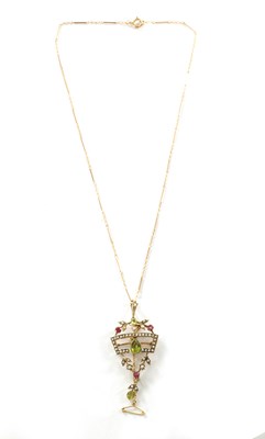 Lot 259 - A LATE 19TH CENTURY 9 CT GOLD SUFFRAGETTE PENDANT NECKLACE