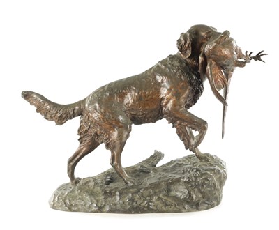 Lot 701 - EMILE DESIRE LIENARD (1842-1890) A LATE 19TH CENTURY BRONZE SCULPTURE DEPICTING A SPANIEL WITH PHEASANT