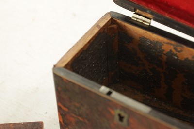 Lot 1209 - A REGENCY TORTOISESHELL VENEERED TEA CADDY