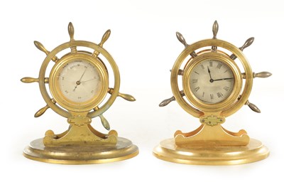 Lot 1106 - A PAIR OF LATE 19TH CENTURY FRENCH INDUSTRIAL DESK CLOCK BAROMETER