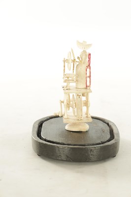 Lot 853 - A 19TH CENTURY FRENCH NAPOLEONIC PRISONER OF WAR CARVED BONE SPINNING JENNY AUTOMATON