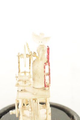 Lot 853 - A 19TH CENTURY FRENCH NAPOLEONIC PRISONER OF WAR CARVED BONE SPINNING JENNY AUTOMATON