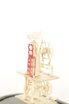 Lot 853 - A 19TH CENTURY FRENCH NAPOLEONIC PRISONER OF WAR CARVED BONE SPINNING JENNY AUTOMATON