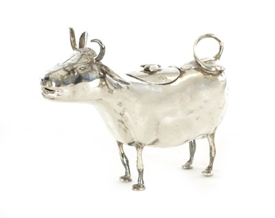 Lot 421 - A DUTCH 19TH CENTURY SILVER COW CREAMER