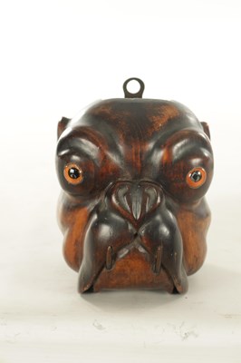 Lot 1176 - A LATE 19TH CENTURY CARVED BULL DOG WALL TIDY