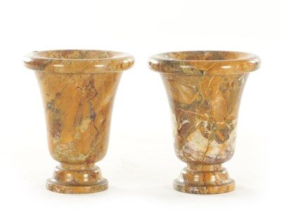 Lot 871 - A PAIR OF 19TH CENTURY FRENCH SIENNA MARBLE URNS