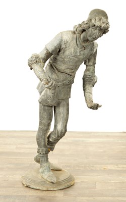 Lot 788 - A LARGE 18TH CENTURY LEAD FIGURE OF A YOUNG MAN