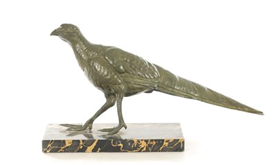 Lot 798 - L. MALSERT FRENCH. A GOOD ART DECO BRONZE SCULPTURE OF A PHEASANT