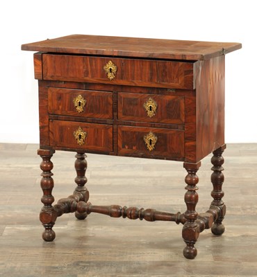 Lot 1259 - A LATE 17TH CENTURY FIGURED WALNUT CONTINENTAL WRITING TABLE