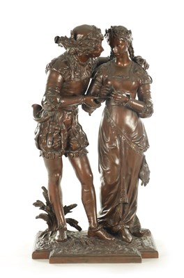 Lot 647 - CHARLES ANFRIE (1833-1905). A LATE 19TH CENTURY NEO-CLASSICAL PATINATED BRONZE FIGURE GROUP