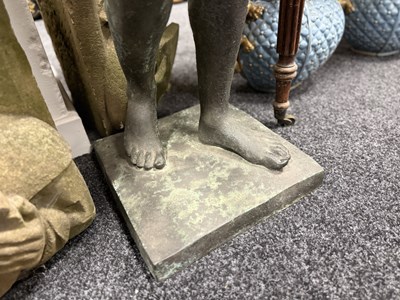 Lot 725 - A LARGE GREEN PATINATED FIGURAL BRONZE DEPICTING MARATHON BOY