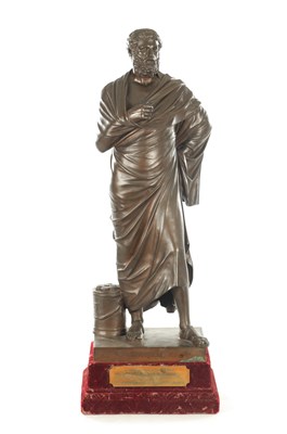 Lot 672 - F. BARBEDIENNE, A 19TH CENTURY FIGURAL BRONZE SCULPTURE OF SOPHOCLES