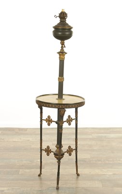 Lot 1381 - A LATE 19TH CENTURY AESTHETIC BRONZE AND GILT BRONZE STANDARD OIL LAMP TABLE