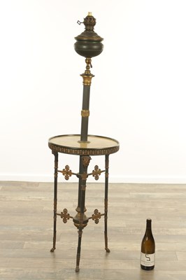 Lot 1381 - A LATE 19TH CENTURY AESTHETIC BRONZE AND GILT BRONZE STANDARD OIL LAMP TABLE