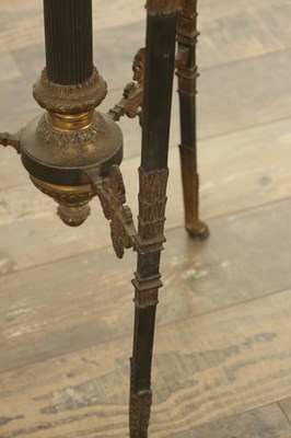 Lot 1381 - A LATE 19TH CENTURY AESTHETIC BRONZE AND GILT BRONZE STANDARD OIL LAMP TABLE