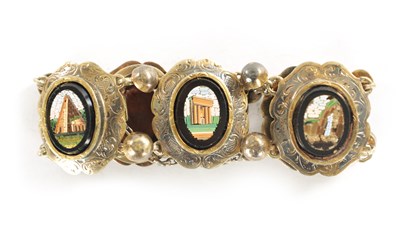 Lot 275 - A 19TH CENTURY ITALIAN 'GRAND TOUR' GILT METAL AND MICRO MOSAIC BRACELET