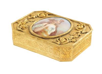 Lot 255 - A 19TH CENTURY FRENCH GILT BRASS JEWELLERY CASKET