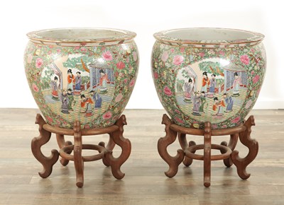 Lot 186 - A PAIR OF 20TH CENTURY CHINESE JARDINIERES ON STANDS