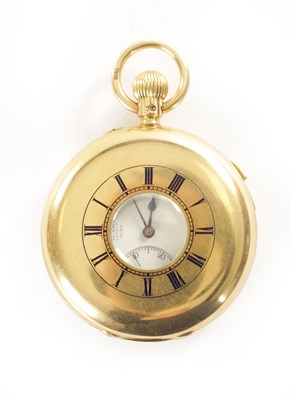 Lot 355 - DENT, ROYAL EXCHANGE, LONDON. A FINE 18CT GOLD HALF HUNTER QUARTER REPEATING POCKET WATCH