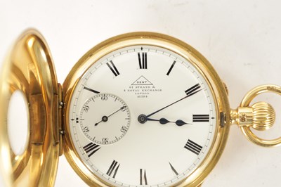 Lot 355 - DENT, ROYAL EXCHANGE, LONDON. A FINE 18CT GOLD HALF HUNTER QUARTER REPEATING POCKET WATCH