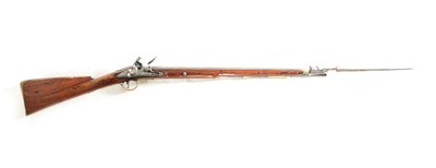 Lot 550 - A GEORGE III CAVALRY FLINTLOCK ELLIOTT CARBINE AND BAYONET SIGNED WHEELER