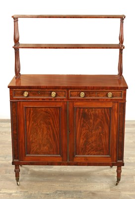 Lot 1227 - A REGENCY FLAMED MAHOGANY SIDE CABINET