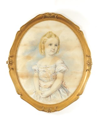 Lot 964 - A LATE 19TH CENTURY WATERCOLOUR OVAL PORTRAIT OF A YOUNG GIRL