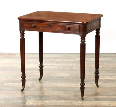 Lot 1237 - A GOOD EARLY 19TH CENTURY FIGURED MAHOGANY WRITING TABLE IN THE MANNER OF GILLOWS