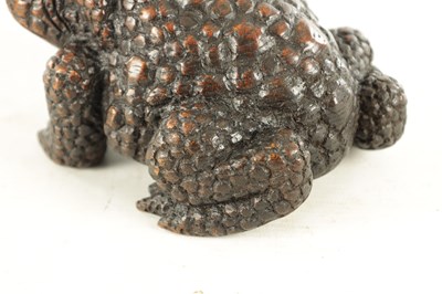 Lot 194 - A JAPANESE MEIJI PERIOD CARVED WOOD OKIMONO OF A TOAD