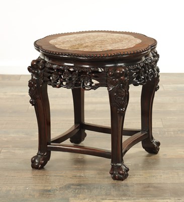 Lot 159 - A 19TH CENTURY HARDWOOD CHINESE JARDINIERE STAND