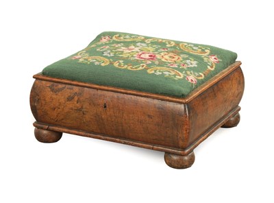 Lot 1231 - AN UNUSUAL WALNUT QUEEN ANNE FOOTSTOOL