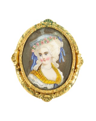 Lot 271 - A 19TH CENTURY MINIATURE PORTRAIT BROOCH