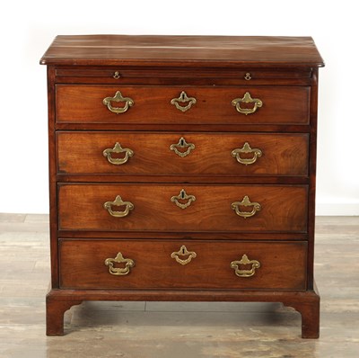 Lot 1238 - A GEORGE II FIGURED MAHOGANY BACHELORS CHEST