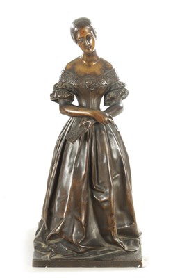 Lot 779 - A LATE 19TH CENTURY FRENCH BRONZE SCULPTURE OF A STANDING YOUNG MAIDEN