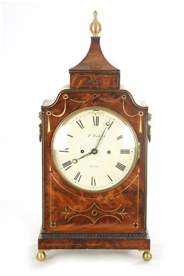 Lot 1130 - W. HADDACK, BATH. A REGENCY BRASS INLAID FIGURED MAHOGANY QUARTER STRIKING EIGHT-DAY BRACKET CLOCK