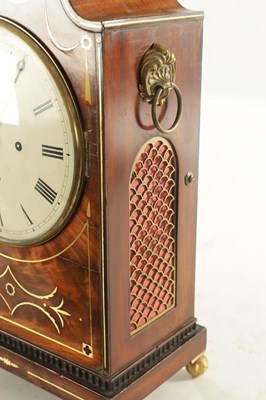 Lot 1130 - W. HADDACK, BATH. A REGENCY BRASS INLAID FIGURED MAHOGANY QUARTER STRIKING EIGHT-DAY BRACKET CLOCK