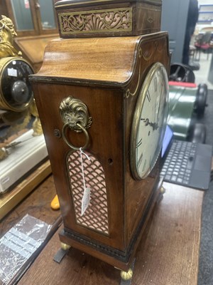 Lot 1130 - W. HADDACK, BATH. A REGENCY BRASS INLAID FIGURED MAHOGANY QUARTER STRIKING EIGHT-DAY BRACKET CLOCK