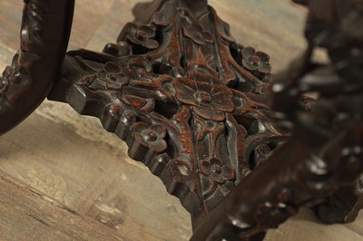 Lot 121 - A PAIR OF 19TH CENTURY CHINESE HARDWOOD JARDINIERE STANDS