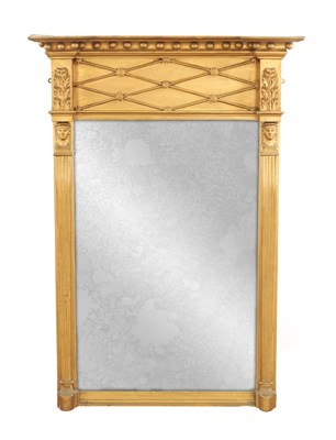 Lot 1377 - A REGENCY GILTWOOD OVERMANTEL MIRROR