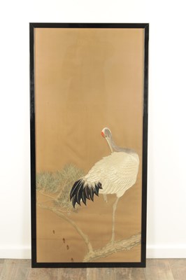 Lot 180 - A LATE 19TH CENTURY JAPANESE SILKWORK PICTURE FORMED AS THREE PANELS