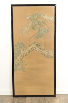 Lot 180 - A LATE 19TH CENTURY JAPANESE SILKWORK PICTURE FORMED AS THREE PANELS