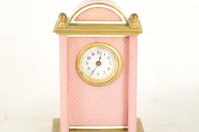 Lot 1129 - A LATE 19TH CENTURY FRENCH GILT BRASS AND GUILLOCHE ENAMEL BOUDOIR CLOCK