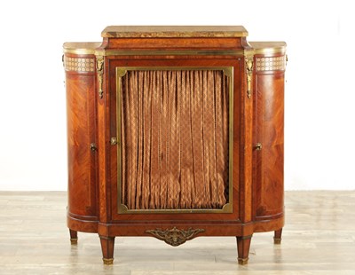 Lot 1351 - A FINE 19TH CENTURY FRENCH MAHOGANY, ROSEWOOD AND KINGWOOD CROSS-BANDED ORMOLU MOUNTED SIDE CABINET